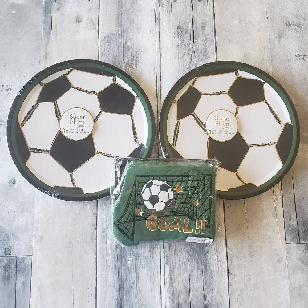 NWT - Sugar Plum Party Paper Soccer Plates (32) and Napkins (40)